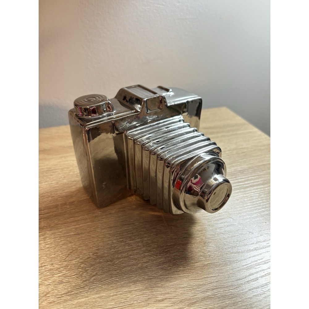 Ceramic Silver‎ Coated Camera Chrome Glaze Decor Shelf Photography 3-1/2"x5"